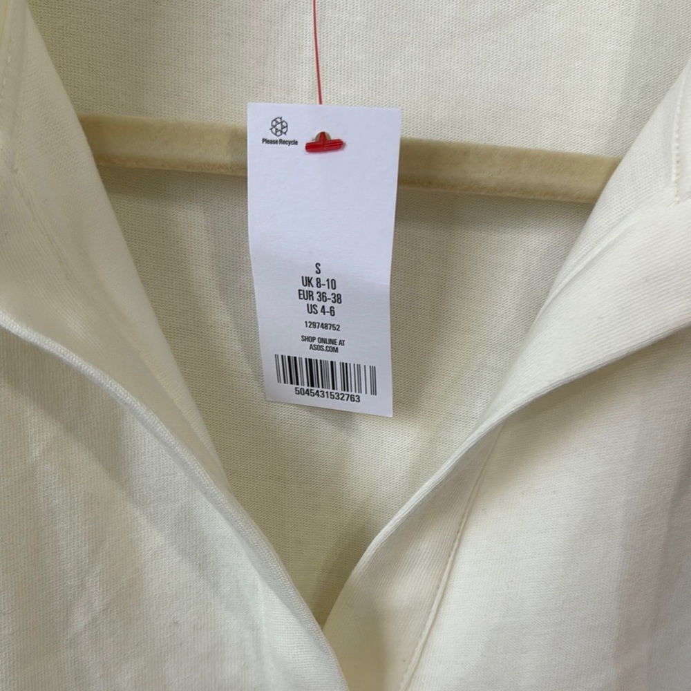 Topshop Oversized Collared Cream Women's Top New with tag long sleeve V Neck - Picture 3 of 9